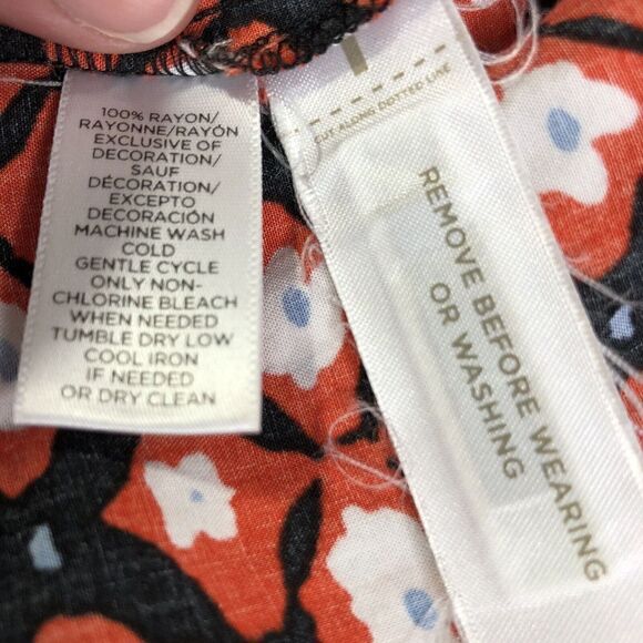 LOFT Amaryllis Tassel Floral Print Red Black Dress Sz XS - Picture 7 of 8